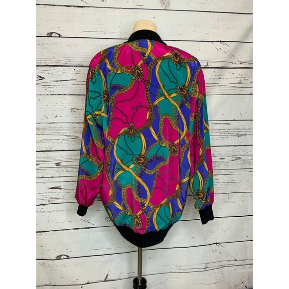 GDT Too pink green long sleeves bomber jacket one size - Picture 2 of 5